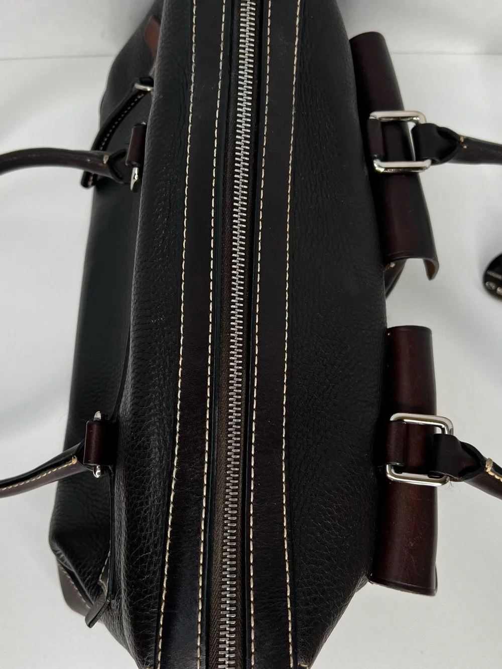 Dooney & Bourke Florentine Leather Front Pocket Satchel – T’Moro Brown – Medium